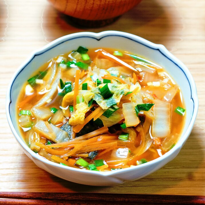 さば、白菜、にらの韓国風スープ煮【朝鮮・主菜】